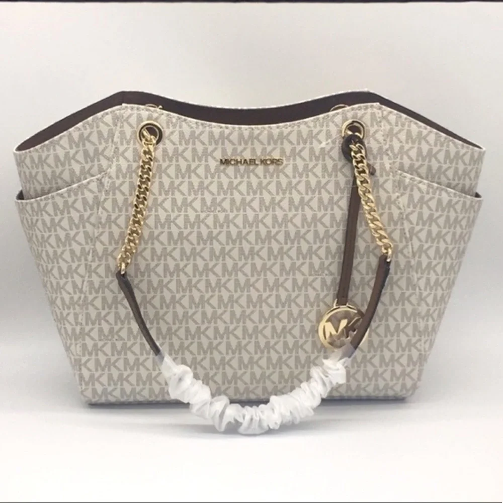 MICHAEL KORS LG CHAIN SHOULDER TOTE VANILLA